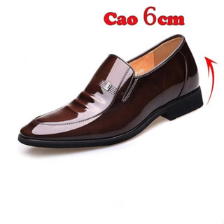  Giày tây nam Giày tăng chiều cao 6m nam da bóng bảo hành 6 tháng và tặng 2 phần quà NCB01 