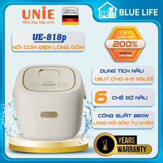  Nồi Cơm Điện Tử Unie URC818p Lòng Gốm Tự Nhiên 1.8Lit - Công Suất Nấu 860w Ủ Ấm 3D Hàng Chính Hãng 