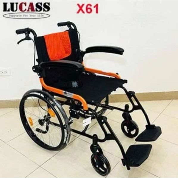 Xe Lăn Lucass X61, Xe Lăn Du Lịch Gấp Gọn, Xe Lăn Tay Lật Tiện Lơi, Xe Lăn Cho Người Già