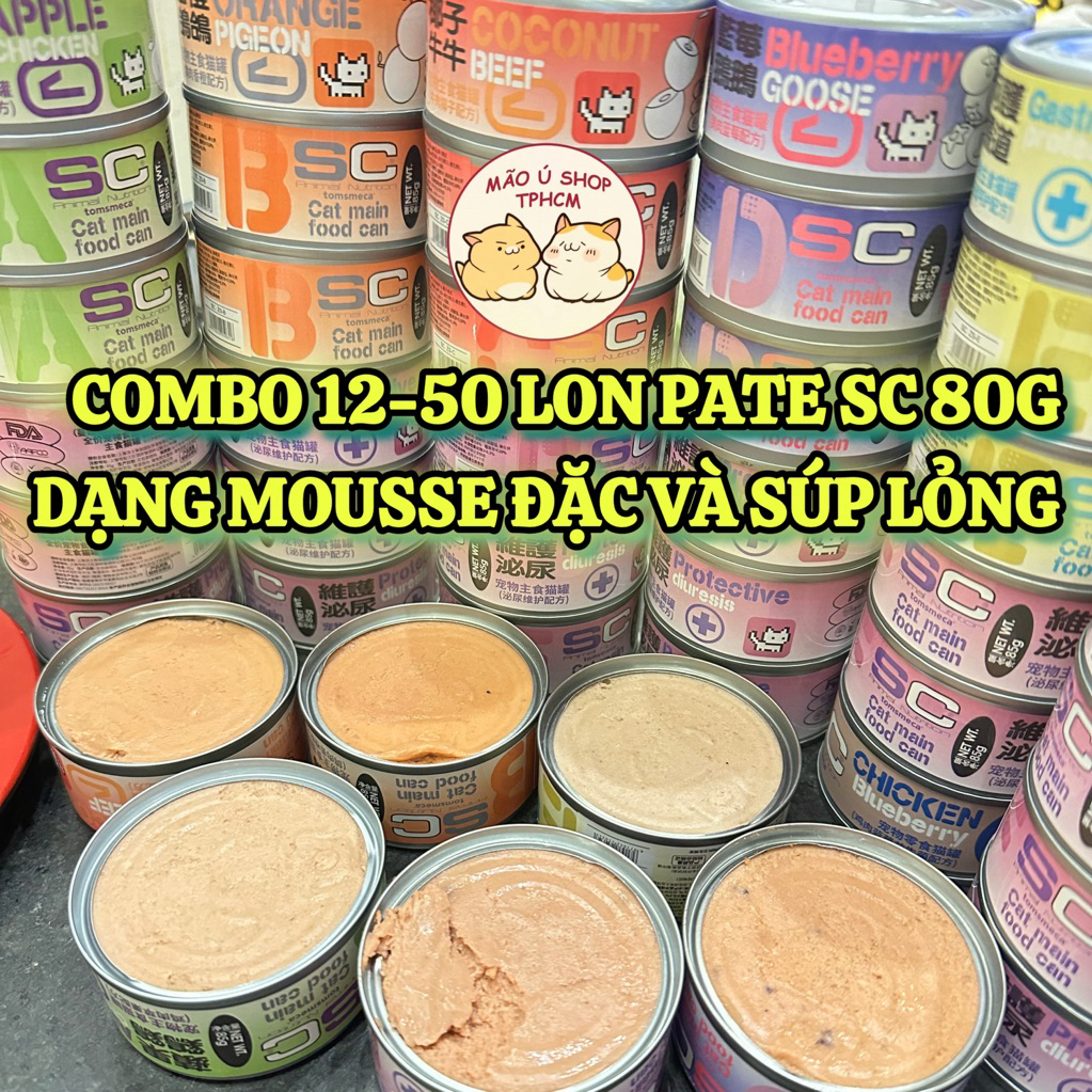 [COMBO 12-50 LON 80G] PATE SC DẠNG MOUSSE VÀ SÚP THỊT - PATE DƯỠNG LÔNG HỖ TRỢ TIÊU HOÁ TIẾT NIỆU CH