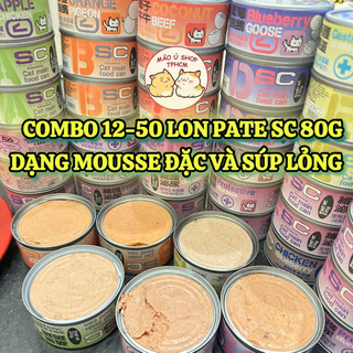   COMBO 12-50 LON 80G  PATE SC DẠNG MOUSSE VÀ SÚP THỊT - PATE DƯỠNG LÔNG HỖ TRỢ TIÊU HOÁ TIẾT NIỆU CHO MÈO 
