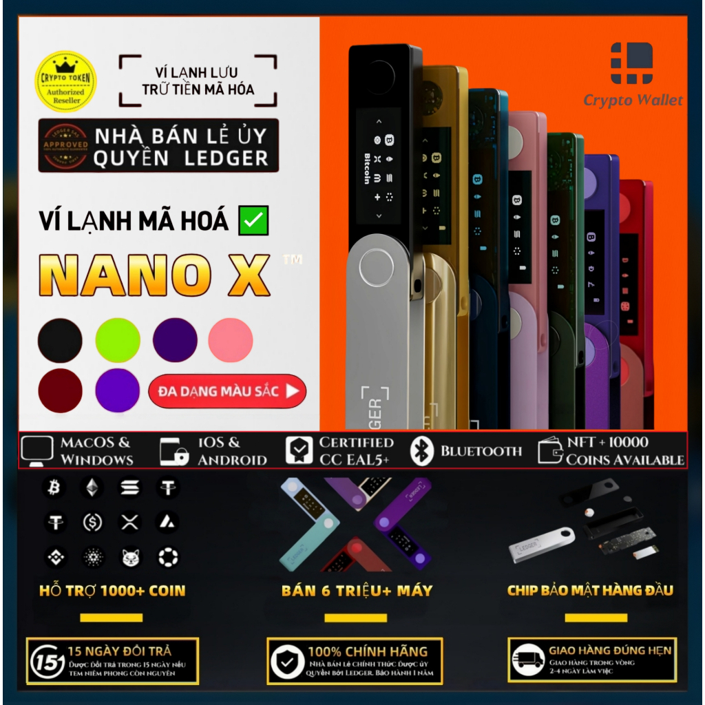 ✅ Chính hãng「Ledger Nano X」Ví lạnh– Thiết bị mới 100% | Bảo mật cao | BH 1 năm | Đổi trả 15 ngày