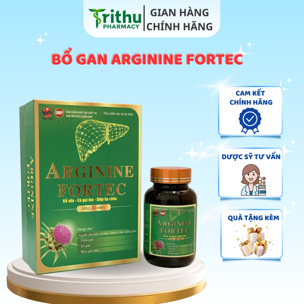 Viên uống Bổ Gan Arginine Fortec - Hỗ trợ thanh nhiệt, bổ gan, giúp bảo vệ và tăng cường chức năng g