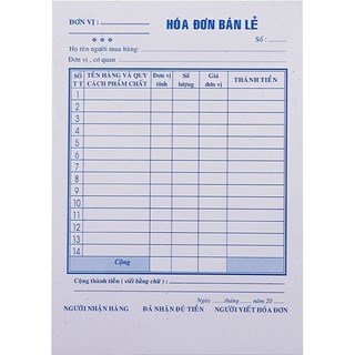 Hóa đơn bán lẻ khổ 13x19 ( 100 tờ )