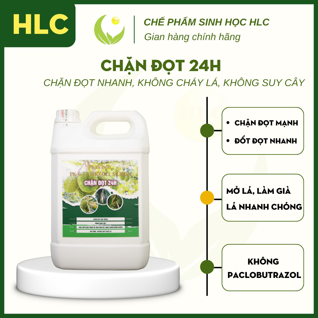 CHẶN ĐỌT SẦU RIÊNG 24H HLC CAN 5 lít chuyên dùng cho sầu riêng - Hàng chính hãng