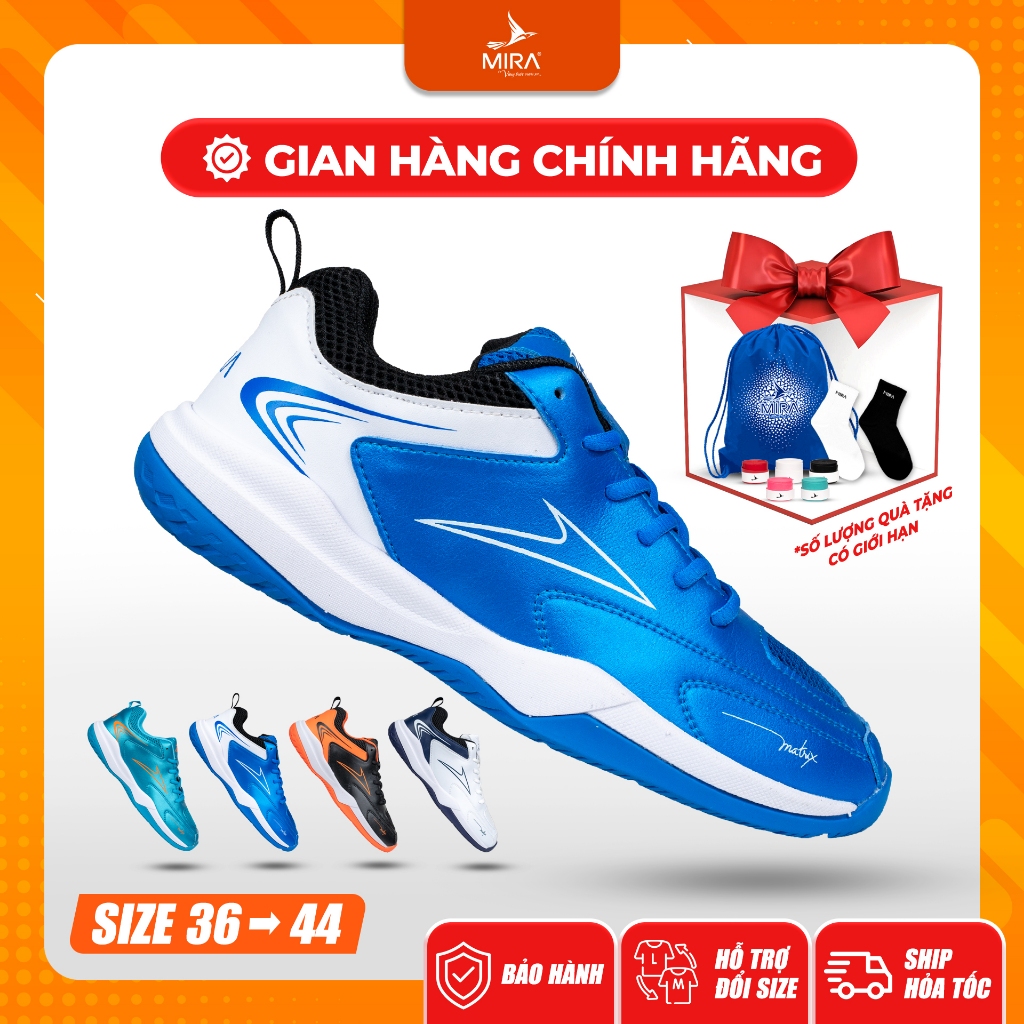 Giày Cầu Lông MIRA MATRIX Chính Hãng – Giày Mira Nam Nữ Nhẹ Êm, Đế 2 Lớp Bám Sân, Bật Nhảy Tốt [Tăng