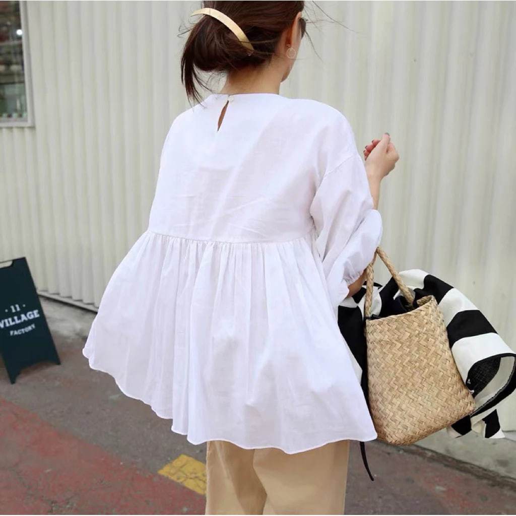 𝗡𝗮𝗺𝗶 - | BEELY | Áo Linen babydoll tay lửng