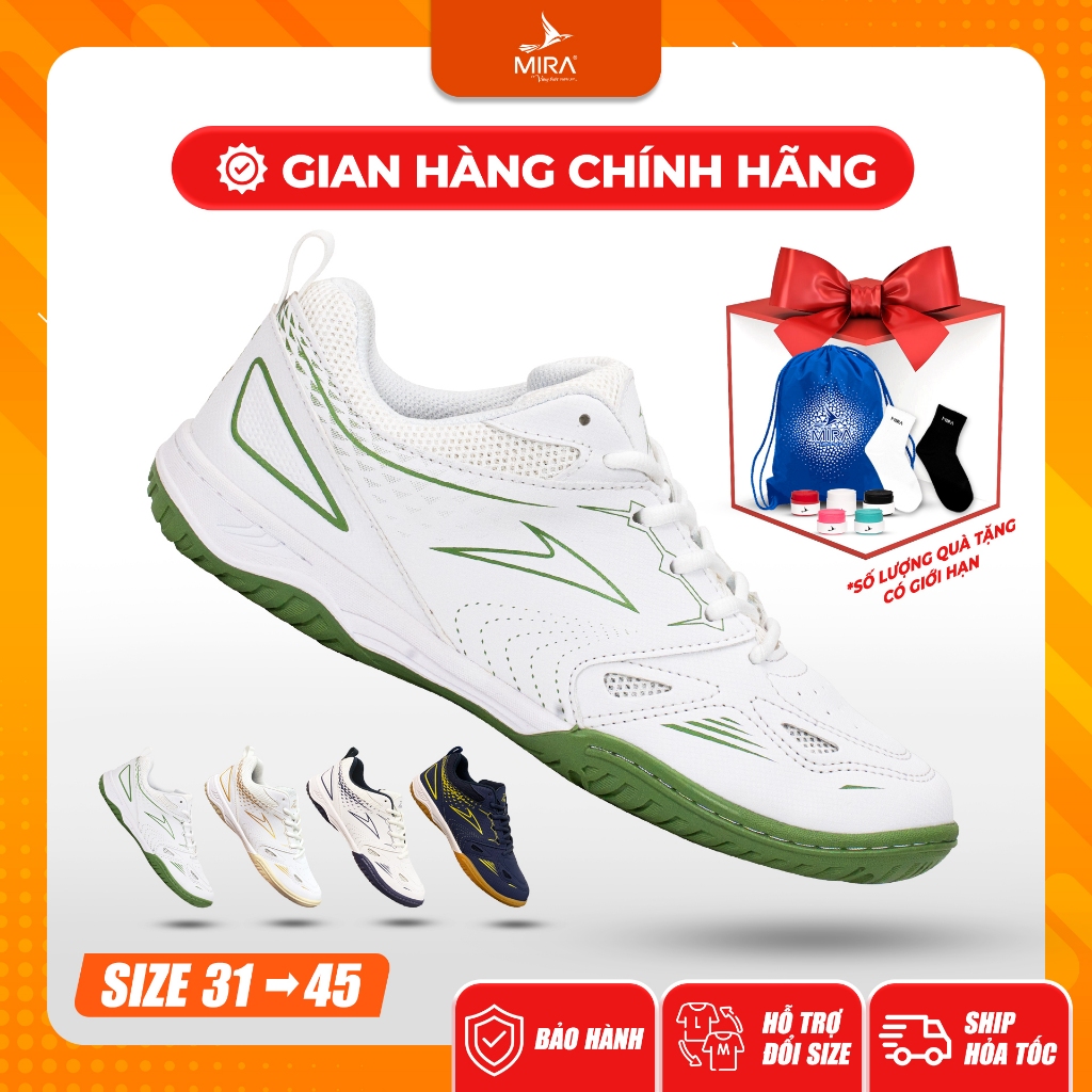 Giày Cầu Lông MIRA LIGHTER Nam/Nữ – Êm Chân, Nhẹ,Thoáng Khí,Bám Sân - Chính Hãng [Tăng 1 Size]