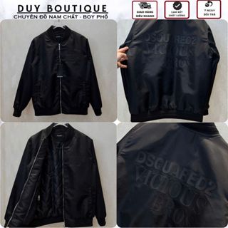  Áo Khoác DSQ Nam Họa Tiết Chữ Cao Su Nổi Siêu ĐẸP - Áo Bomber DSQ Trần Bông Cực Chất 