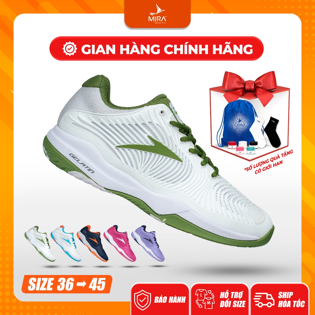 [HOT] Giày Pickleball MIRA GELATIN Nam Nữ – Bật Nhảy Tốt, Nhẹ Chân, Bền Đế Cao Su Bám Sân, Chính Hãn