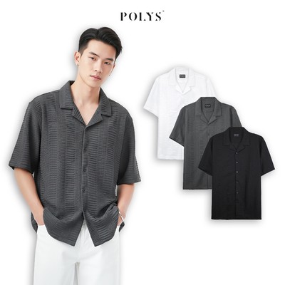 SALE HÈ - Áo sơ mi nam POLYS Vải Thun Dệt Co Giãn 2 Chiều. Áo sơ mi nam tay ngắn HARMONY