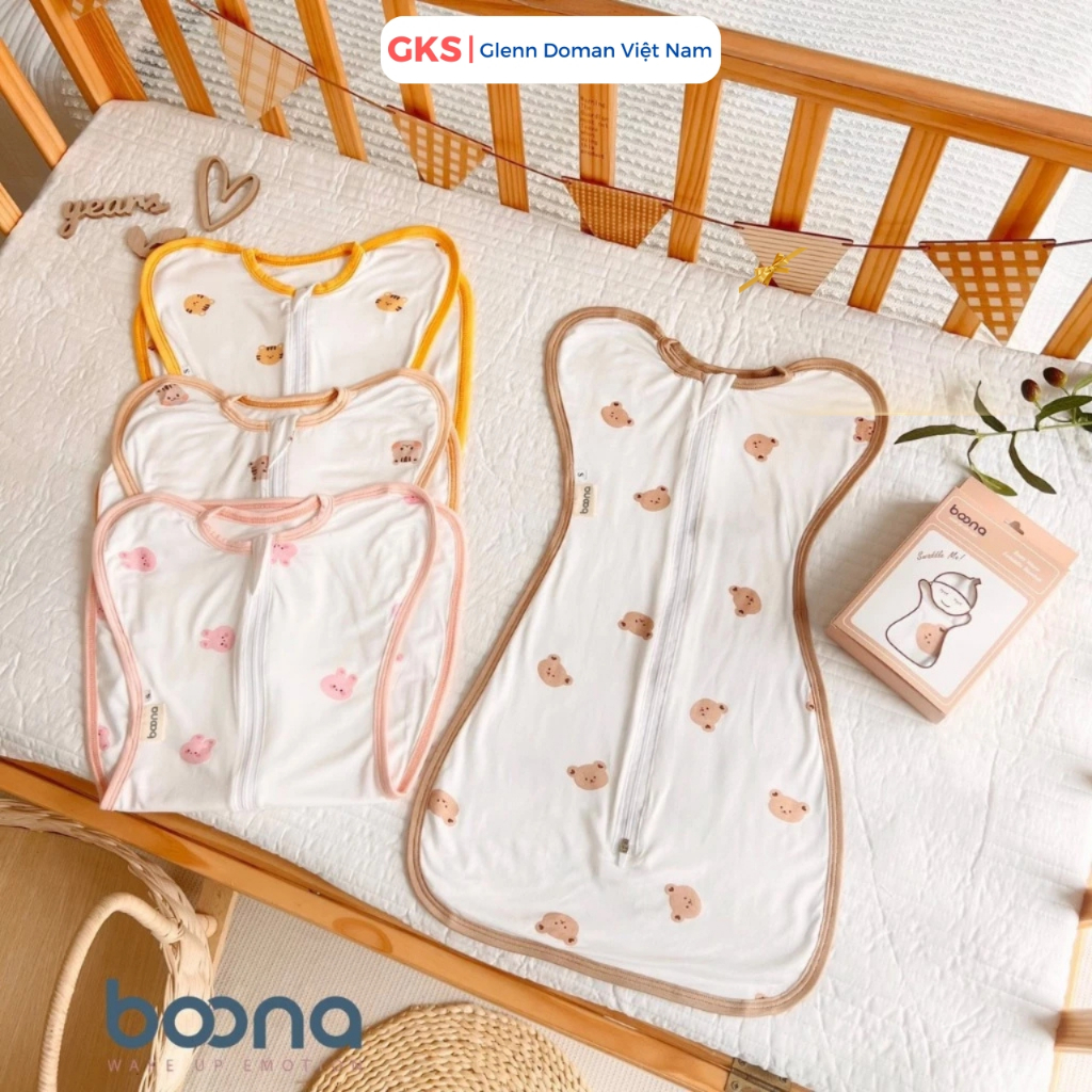 Nhộng Chũn Boona Cho Bé, Chất Liệu Cotton Co Giãn 4 Chiều Khóa Đôi Tiện Lợi Cho Bé Sơ Sinh