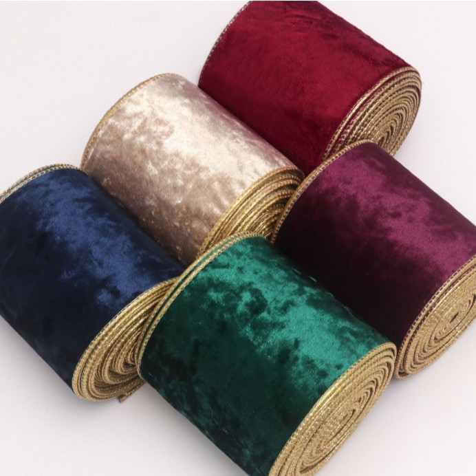 Cuộn 9m Ruy Băng Nhung Bản 10cm RB44 Trang Trí Noel Phụ Kiện Hộp Quà Giáng Sinh