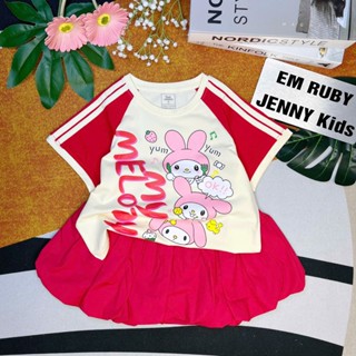  14-54kg Set bộ cotton Sun Moon bé gái đi học chơi tay ngắn váy bí melody dâu lượn cánh cụt 