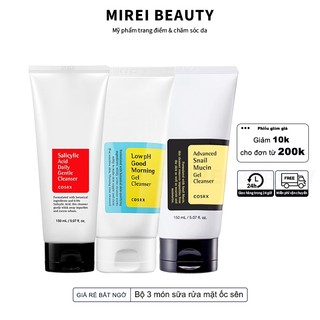 Combo 3 Sữa Rửa Mặt COSRX｜Dưỡng Ẩm, Giảm Mụn & Làm Sạch Dịu Nhẹ – Ốc Sên, Tràm Trà, BHA