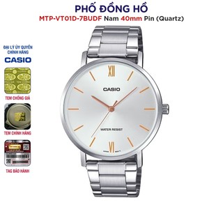 Đồng hồ nam dây kim loại casio anh khuê mtp-vt01d-7budf