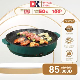 Chảo Nướng Điện Đa Năng 26cm Vân Đá, Bếp Nướng Điện Chống Dính, Nướng Thịt BBQ Hàn Quốc Siêu Bền