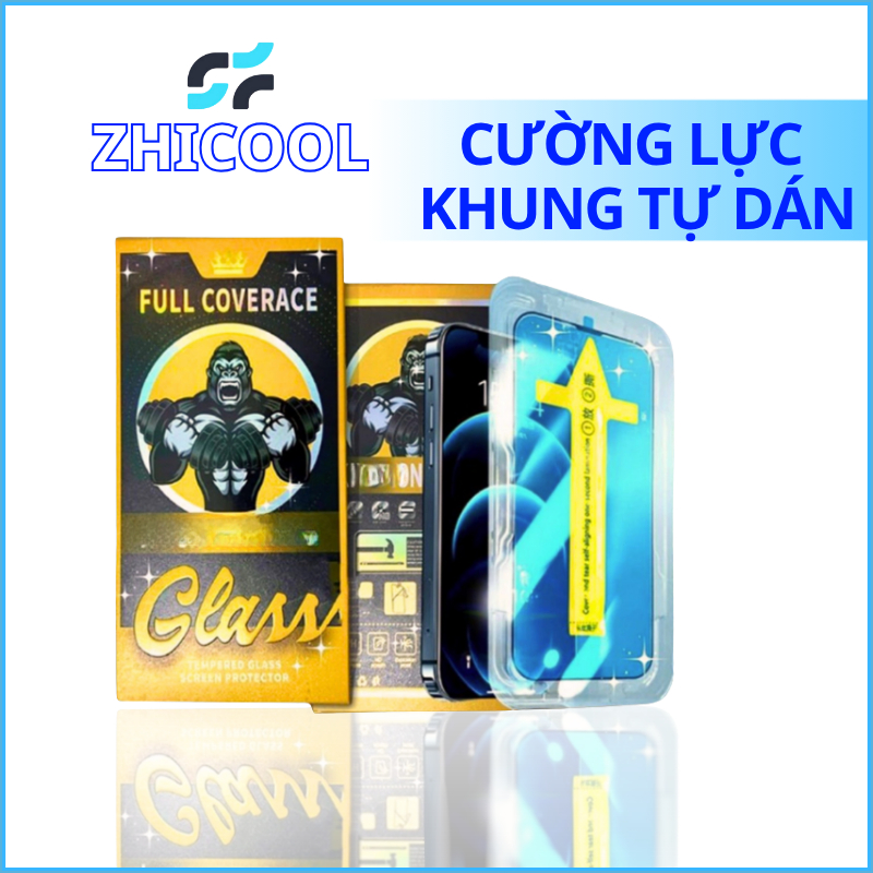Cường lực khung tự dán cho ip, cường lực trong suốt, chống nhìn trộm chống trầy xước, chống vỡ viền