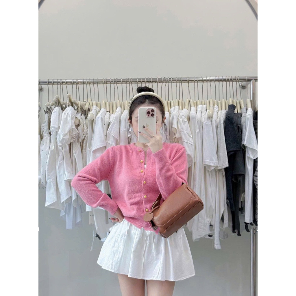 (Sẵn hàng QC L1 GIAO NGAY) Áo cardigan len xù mác EGG cúc đồng basic dày dặn tone màu pastel cho mùa đông - Dành cho nữ | BigBuy360 - bigbuy360.vn