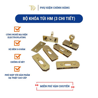  Bộ khóa túi HM kim loại 3 chi tiết phụ kiện khóa túi xách kim loại làm túi handmade độ bền 5-8 năm 