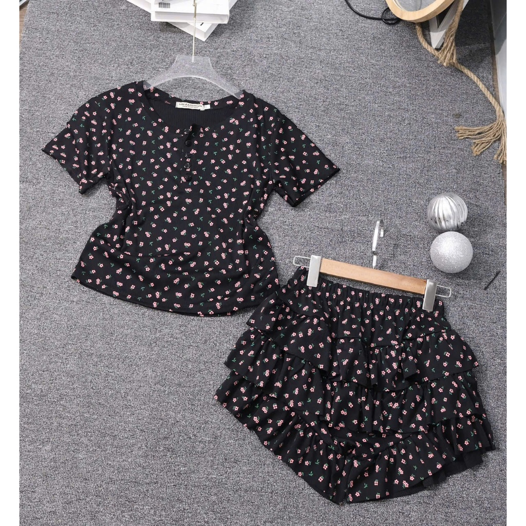 SET Thun Tăm, Set Áo Tay Ngắn Hoa Nhí mix QUÀN TẦNG VÁY Bigsize 45-85kg | BigBuy360 - bigbuy360.vn