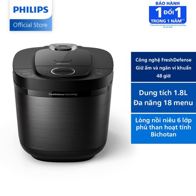 Nồi cơm điện tử Philips HD4814/31 (đen) 1.8 lít - Hàng Chính Hãng