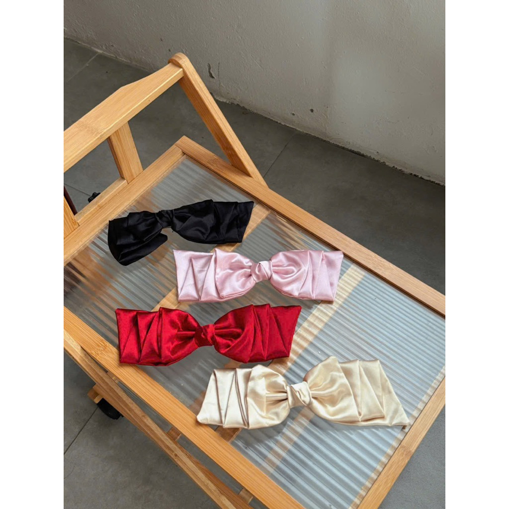 Kẹp tóc đỉnh đầu nơ lụa 3 tầng / satin handmade Cici