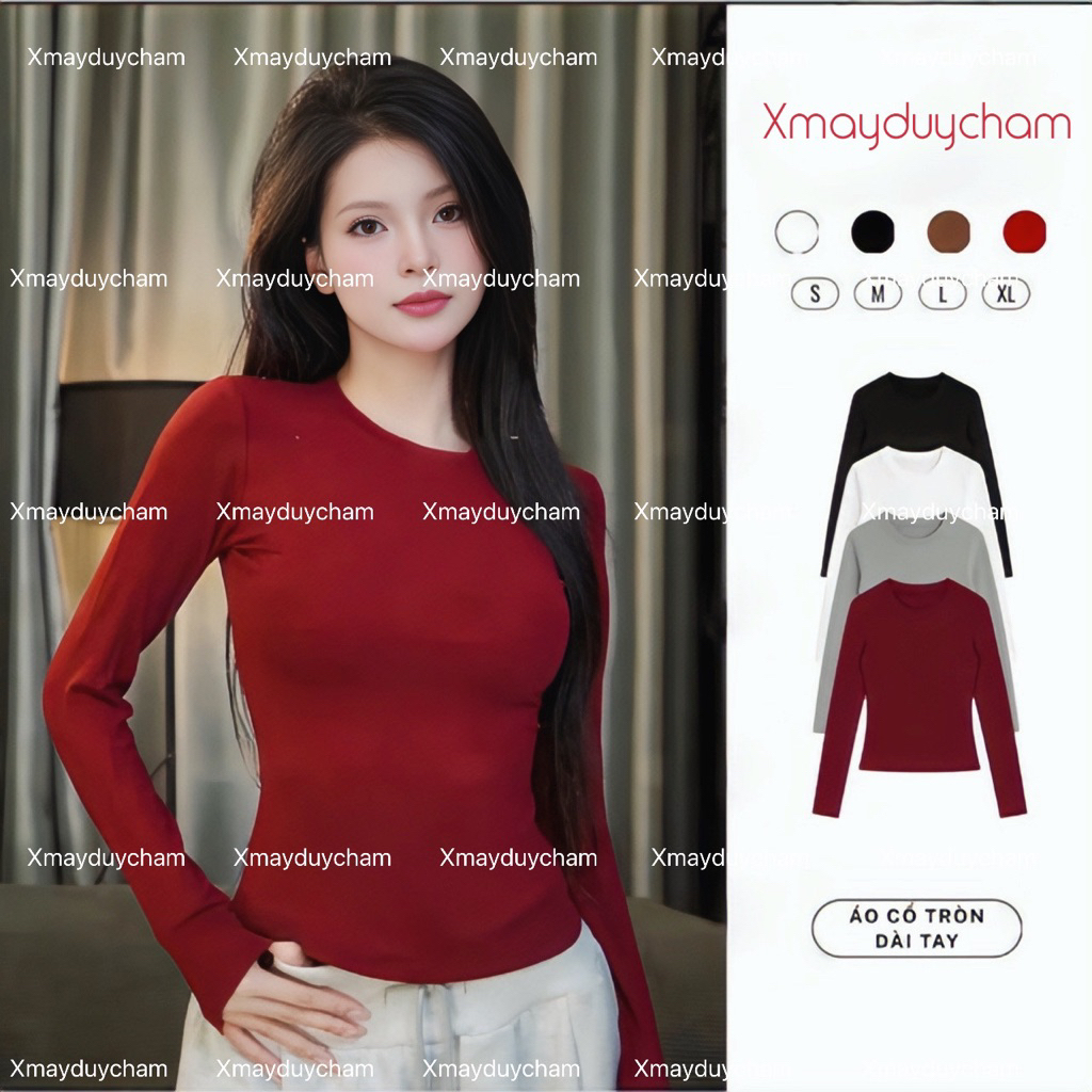 Áo Thun Nữ Dài Tay Siêu Co Giãn Chất Cotton Lông mềm mịn ôm body tôn dáng GIỮ NHIỆT cho mùa Thu Đông