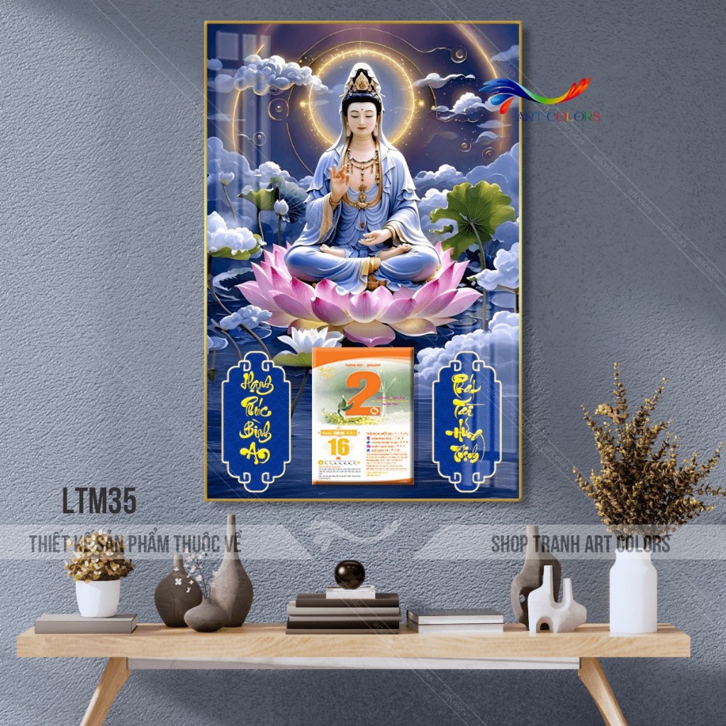 Lịch tráng gương 2026 BÍNH NGỌ Phật Quan Âm Bồ Tát Mẫu mới hiện đại- Lịch treo tường 40x60cm kèm lốc