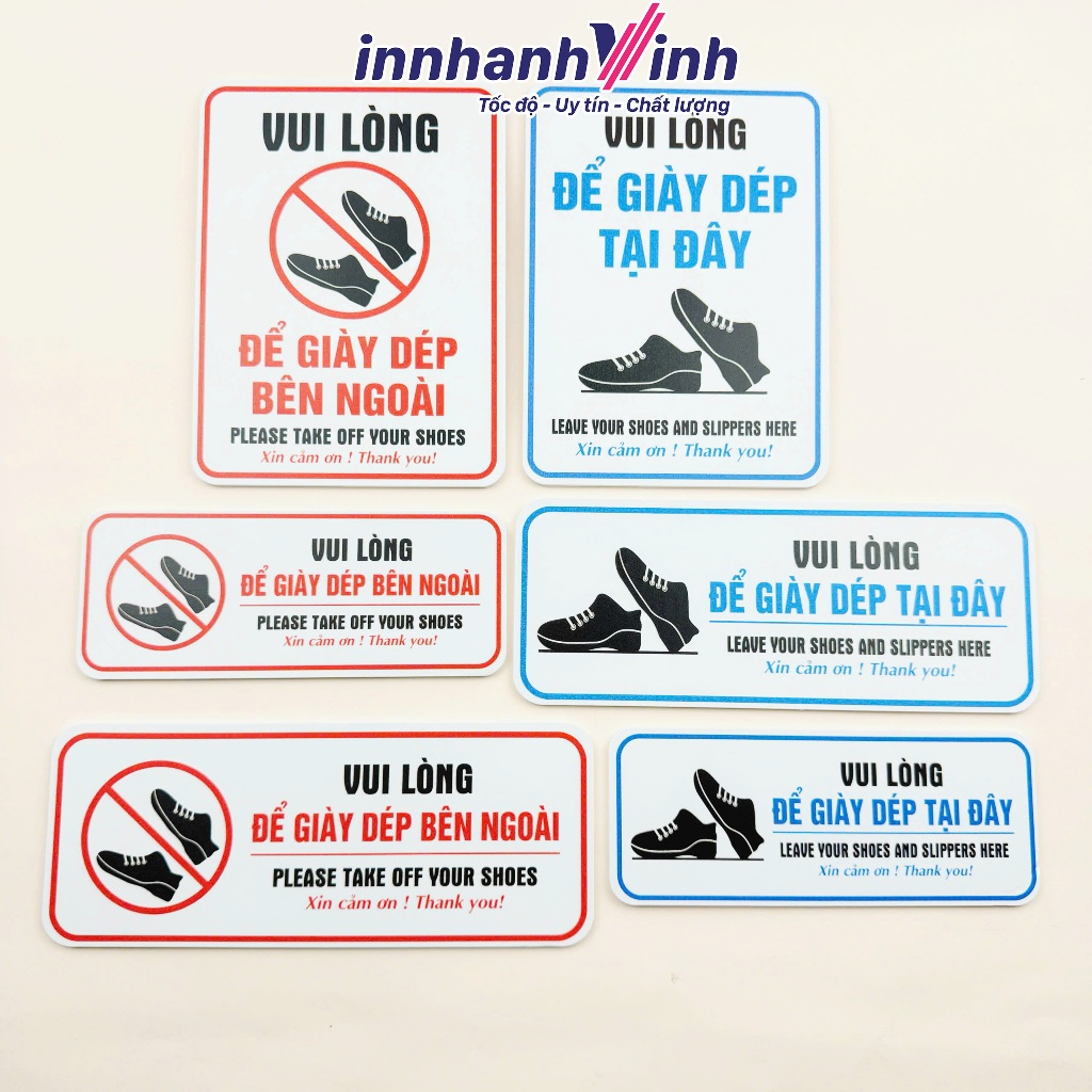 Biển Báo Để Giày Dép Bên Ngoài - Biển bảng để giày dép bên ngoài - Chất liệu fomex mực in sắc net