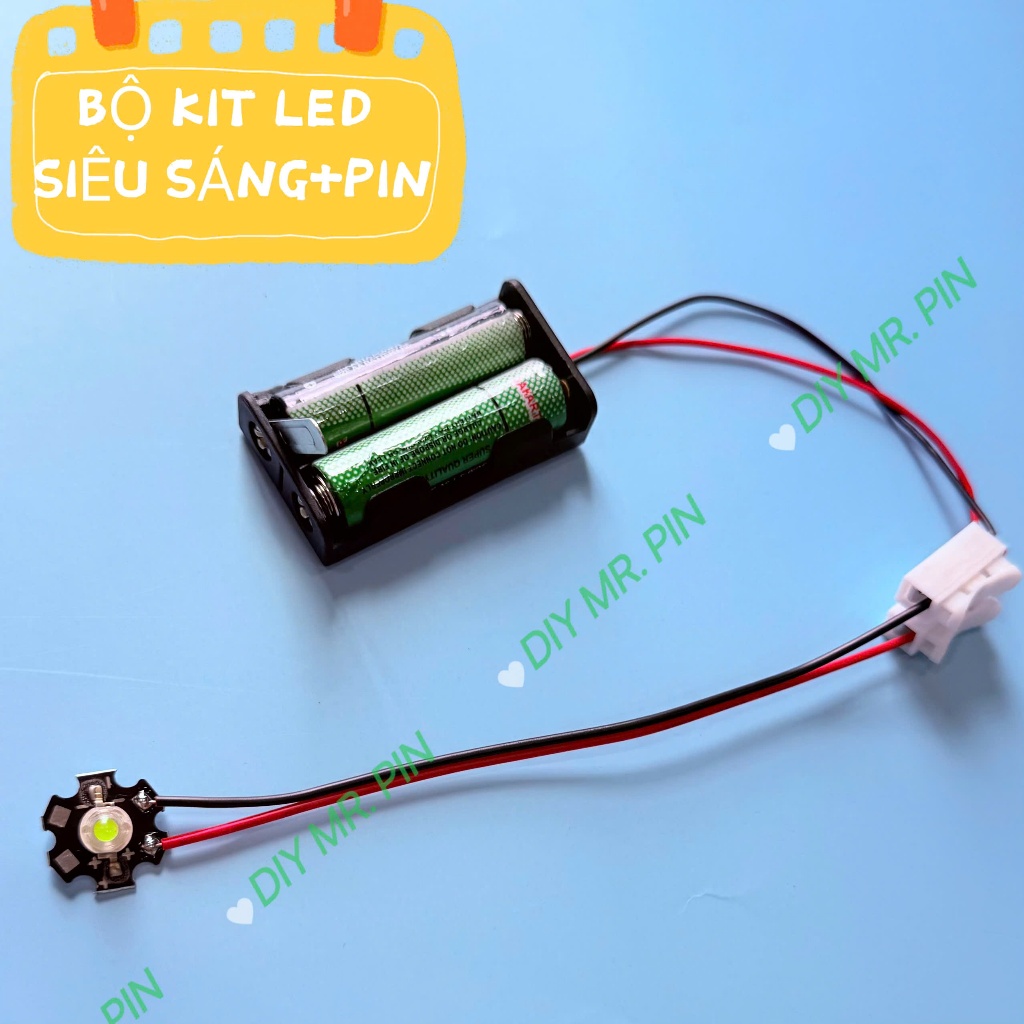 Bộ Kit LED Siêu Sáng 3V 6V Kèm Pin – Đèn Led Học Tập STEM, Mạch Điện Đơn GIản P0610