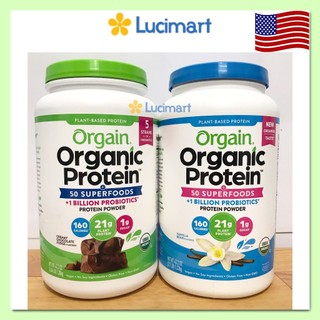 Bột uống Orgain Organic Protein 1.2kg Chocolate, Vanilla [Hàng Mỹ]