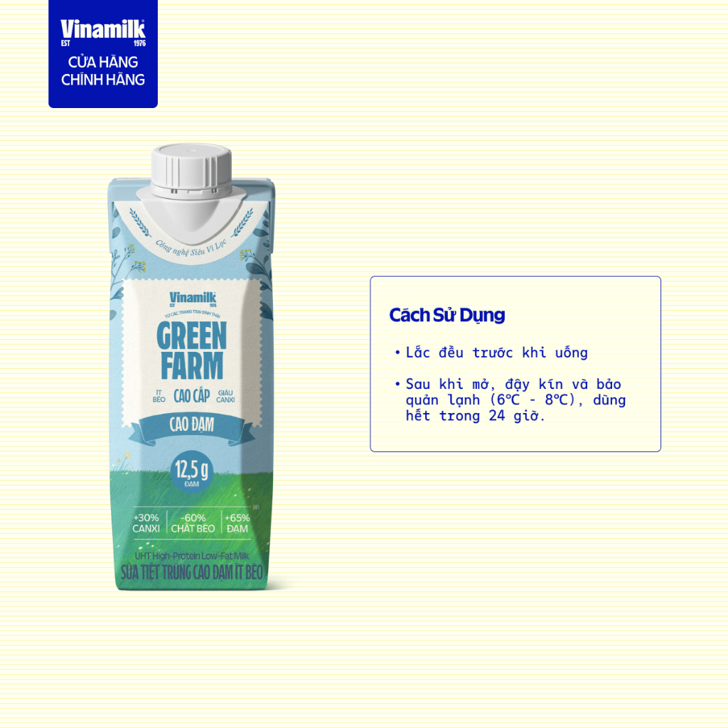 Thùng 12 hộp Sữa tươi Vinamilk Green Farm cao đạm, không lactose - hộp 250ml | BigBuy360 - bigbuy360.vn