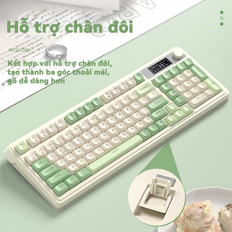 AULA S99PRO Bàn phím màng 99 phím có dây Bluetooth 2.4G RGB màn hình hiển thị LCD Con lăn đa chức năng | BigBuy360 - bigbuy360.vn