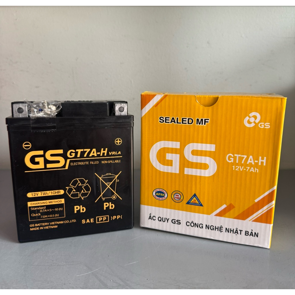 Bình acquy xe máy khô miễn bảo dưỡng gs GT7A-H | 12V - 7Ah