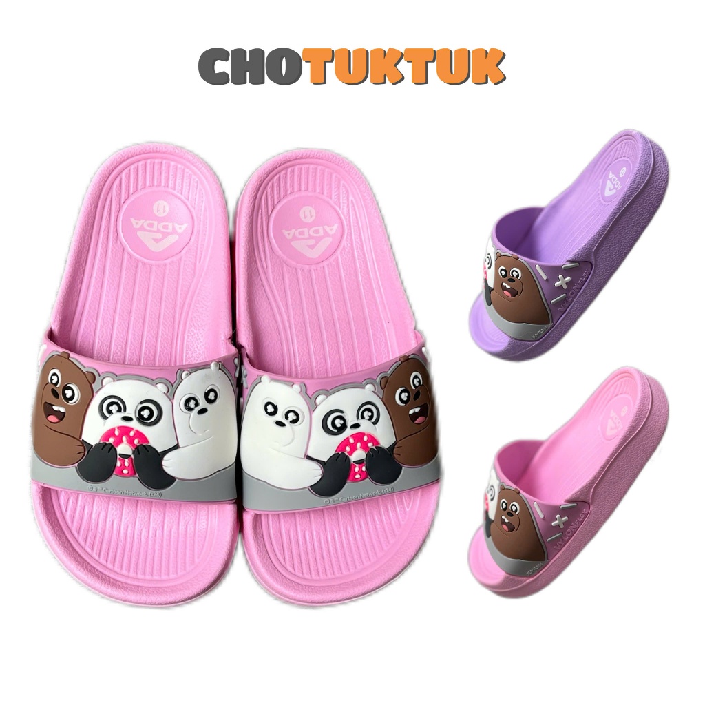 Dép bé gái Thái Lan hình gấu chất cao su chống trơn nhẹ êm chính hãng ADDA 32B5H