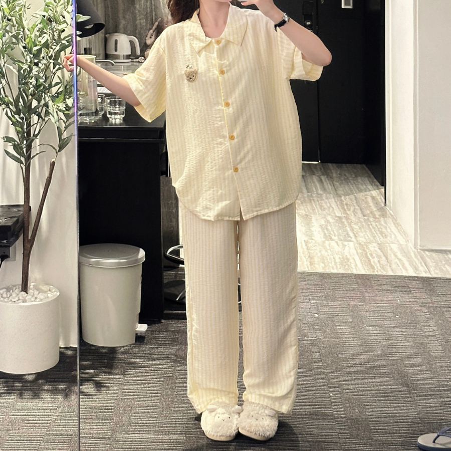 SET BỘ QUẦN DÀI + ÁO TAY NGẮN HOẠ TIẾT SỌC CHẤT ĐŨI SỌC HÀN FORM RỘNG - YOBE - 8208 - JEMCLOSET