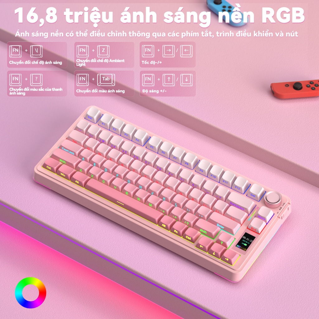 AULA S75PRO Bàn phím cơ khí Tri-mode Hot Swap với núm và màn hình hiển thị đa chức năng RGB Light Effect | BigBuy360 - bigbuy360.vn