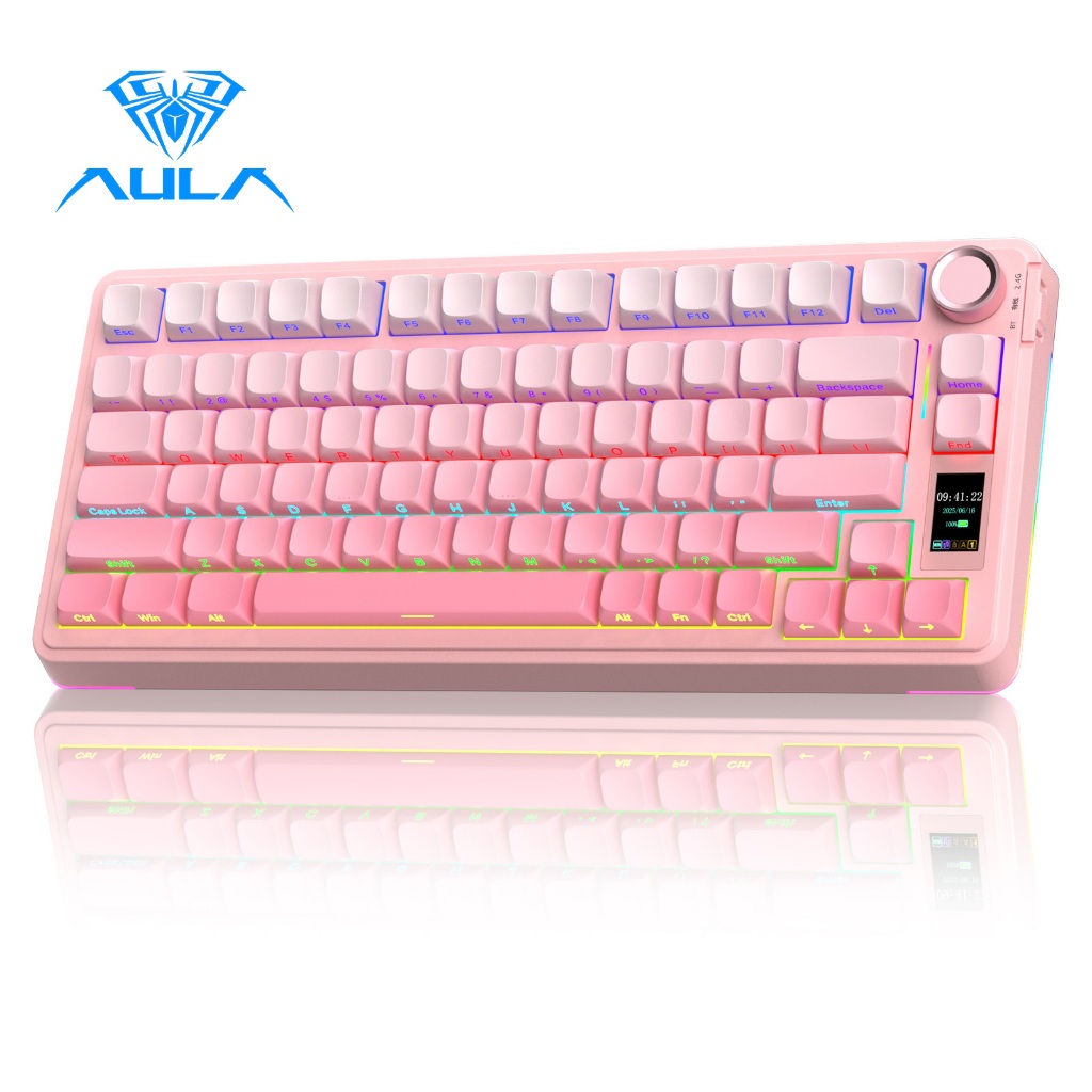 AULA S75PRO Bàn phím cơ khí Tri-mode Hot Swap với núm và màn hình hiển thị đa chức năng RGB Light Ef