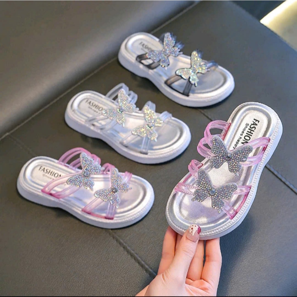 Dép Lê Quai Ngang Cao Su Đính Đá Cho Bé Gái – Phom To, Chống Trơn Trượt, Size 25–36 MSP 288+19