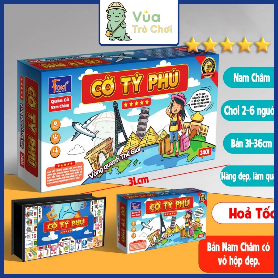 [Foxi] Cờ Tỷ Phú Chủ Đề Vòng Quanh Thế Giới Size Lớn Cờ Tỉ Phú Đồ Chơi Trí Tuệ Trẻ Em