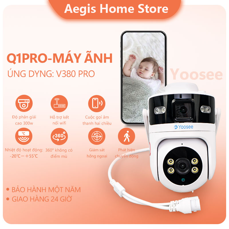 Camera yoosee 2 mắt 4G free SIM Outdoor waterproof camera camera giám sát yoosee camera