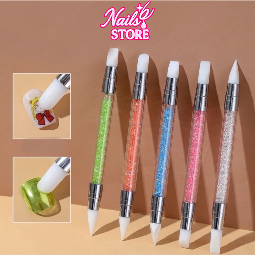 Cọ silicon nail 2 đầu đa năng nặn hoa miết sticker ( set 5 cây )