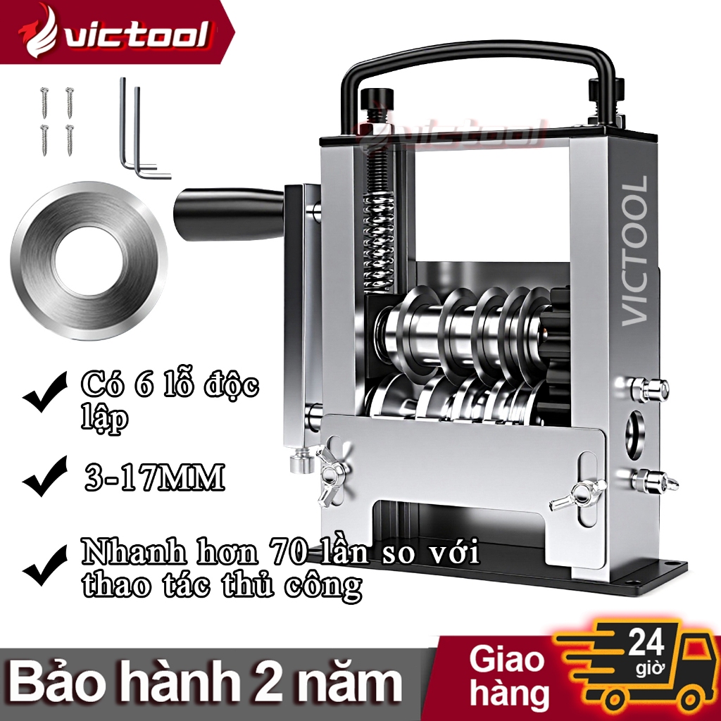 Máy Tuốt Dây Điện 6 Lỗ,Máy Tuốt Dây Thông Minh 3-17mm,2 Cờ Lê, 4 Vít, Lưỡi Dao Dự Phòng,Cho Dây Điện