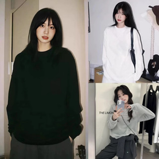  Áo Thun Trơn Form Rộng Dài Tay Nam Nữ  RETRO Form Rộng Basic Chất Cotton Dày Mịn Phong Cách Hàn Quốc 