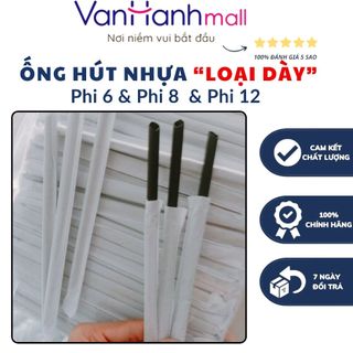  Ống Hút Nhựa bọc màng giấy đầu nhọn phi 6 phi 8 phi 12- Ống Hút Trà Sữa Trà Trái Cây  Bao 500gr  