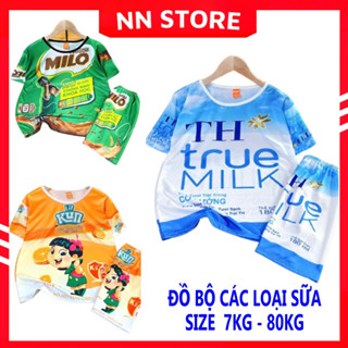  ĐỒ BỘ SỮA KUN SỮA TH TRUE MILK MILO NƯỚC NGỌT Đồ bộ mặc nhà cho bé và người lớn size đến 80kg Đồ bộ nhóm DBD 