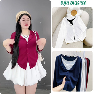  Set 2 món bigsize nữ áo khoác cardigan chất nỉ tăm kèm áo thun ba lỗ phong cách Hàn Quốc dễ thương - A310+G245 
