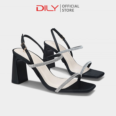 Giày sandal nữ DILY quai đính đá sang trọng, sandal cao gót tôn dáng 7.5cm DL0603