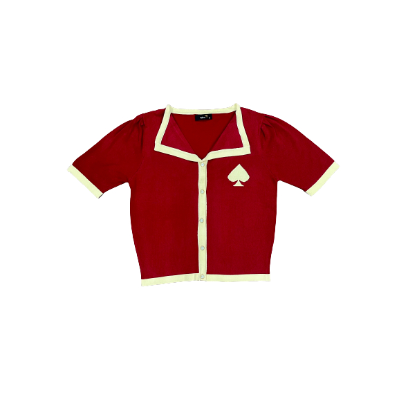 Áo Len Ngắn Tay Cổ Vest Nữ HQLens – Thiết Kế Viền Hình Tim Sang Trọng, Chất Vải Viscose Mềm Mịn, Màu